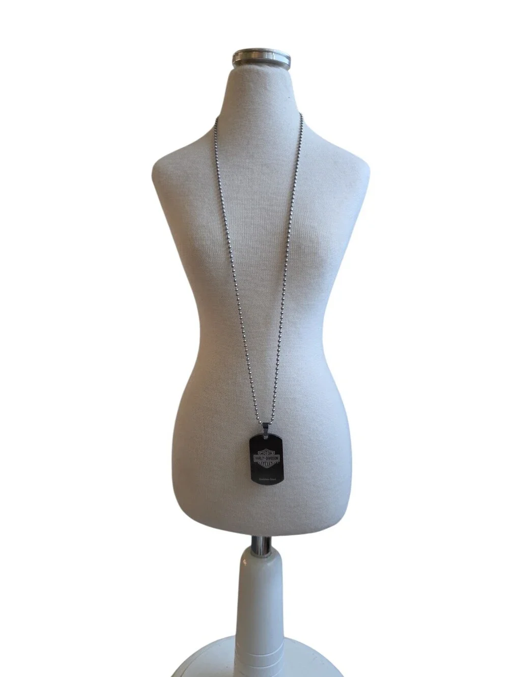 Harley-Davidson Gunmetal Silver Dog Tag Pendant Necklace 28